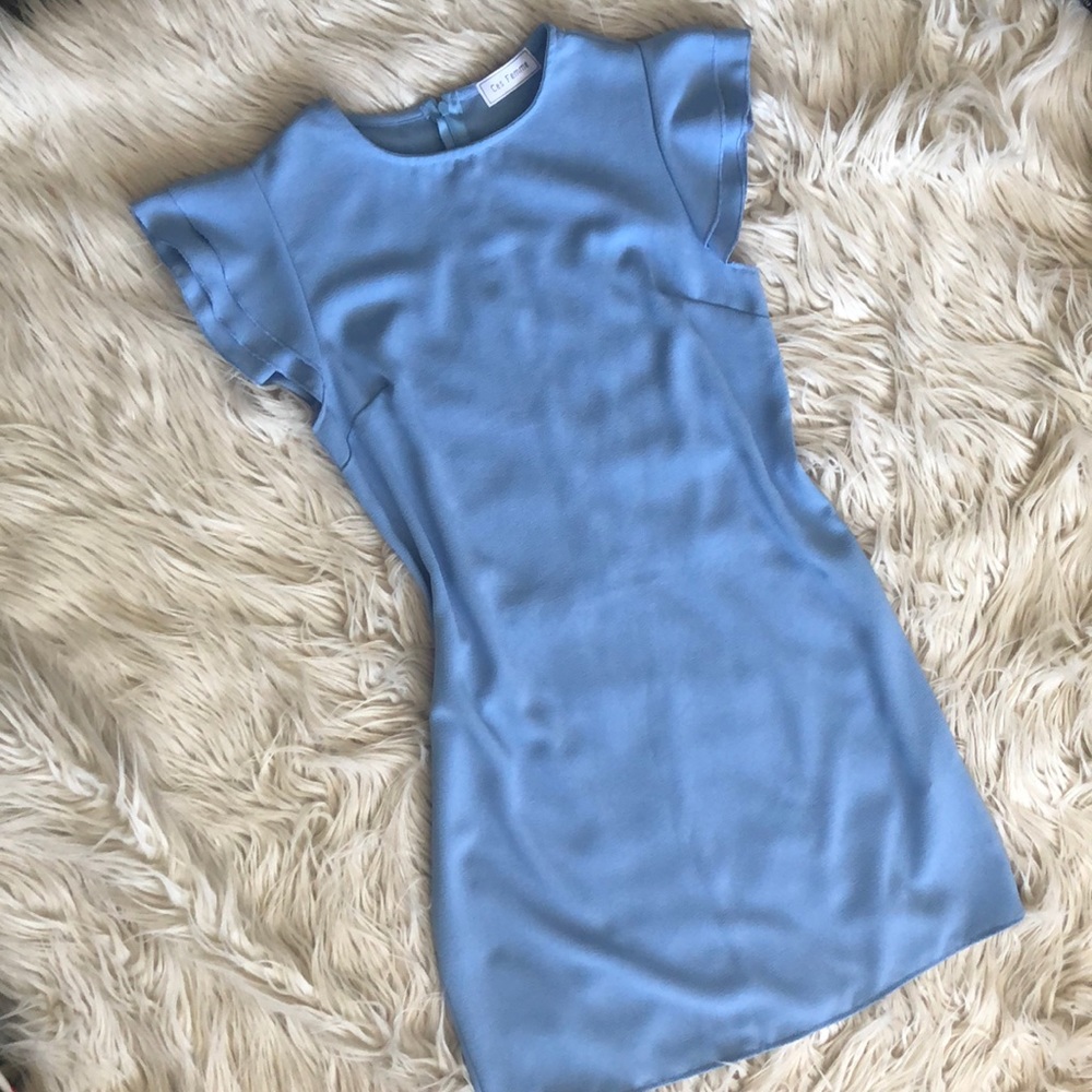 Ces Femme baby blue flutter sleeve dress